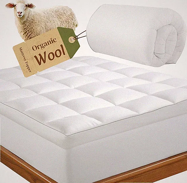2000GSM Australian Wool Mattress Topper Queen Extra Plush Cotton Cover