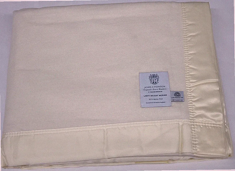 Atkinson Lightweight Merino Wool Blanket, Made in England, Free Ship