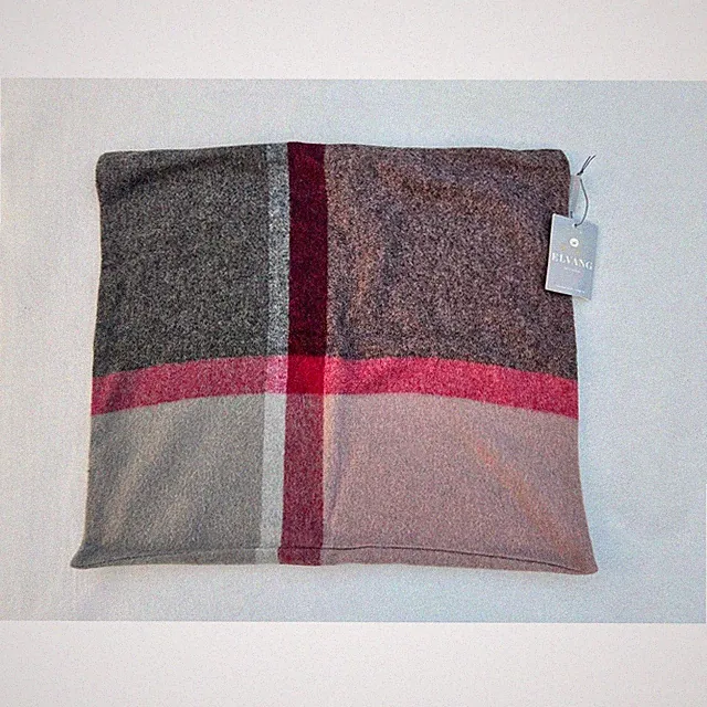 ELVANG DENMARK Plaid Alpaca Wool Sham Pillow Case Cover Berry Grey Pink