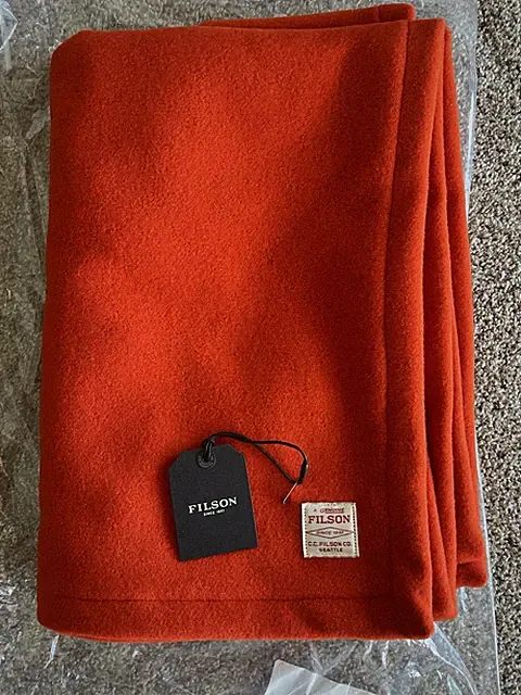 Filson Mackinaw 100% Wool Throw Blanket | Flame Orange | NEW! | Fast Ship