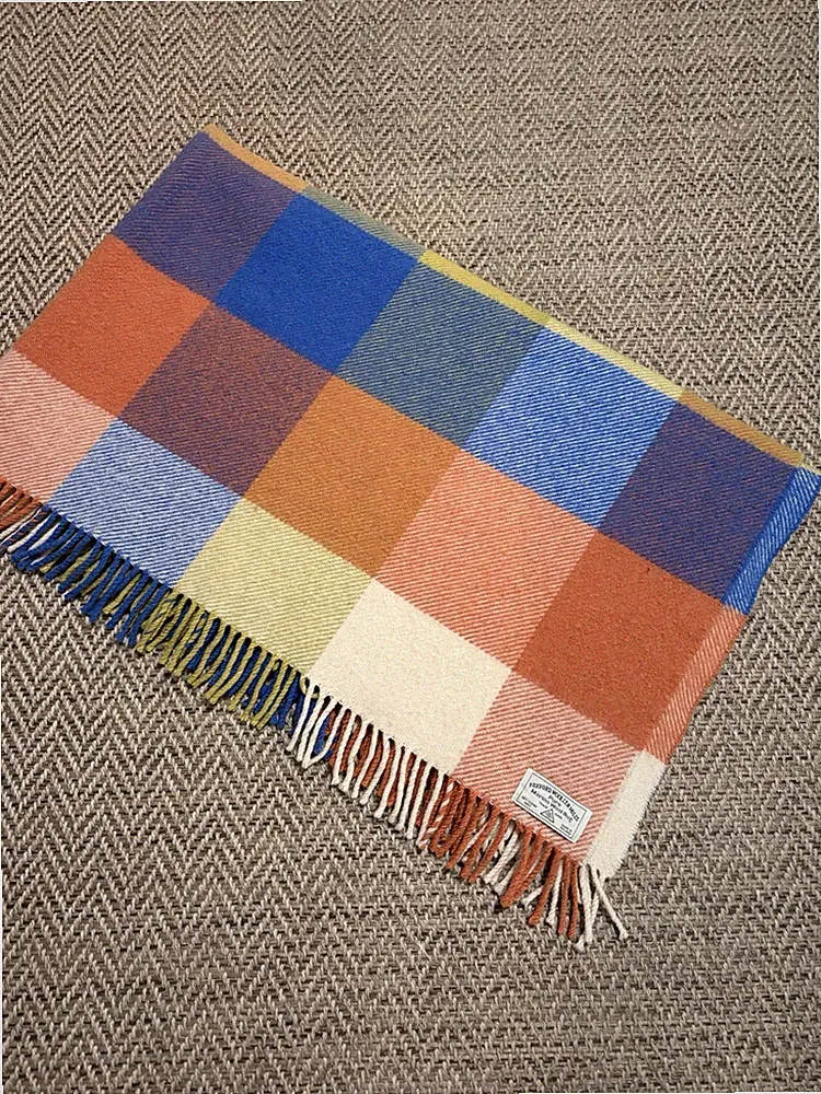 Foxford Woollen Mills Merino Wool Throw Blanket 58x36 Plaid Cabin Lounge Soft