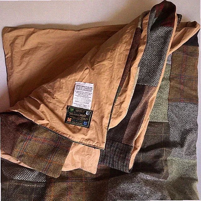 Hanna Hats Blanket Comforter Donegal Ireland Tweed Patchwork Pure New Wool 90x96