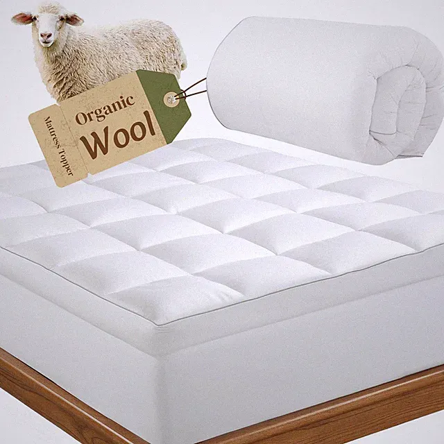 HOMBYS 2000GSM Australian Wool Mattress Topper Queen, 100% White