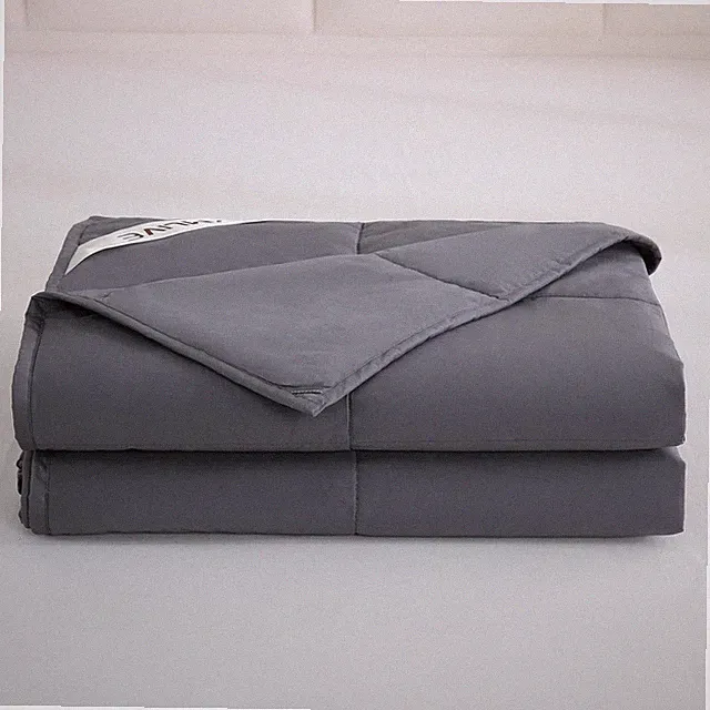 Lightweight Summer Wool Comforter Twin, Breathable Cotton Shell, Dark Gray