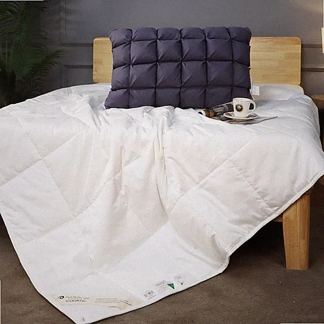 Luxurious White Wool Comforter & Soft Gray Pillow Set, Queen Size