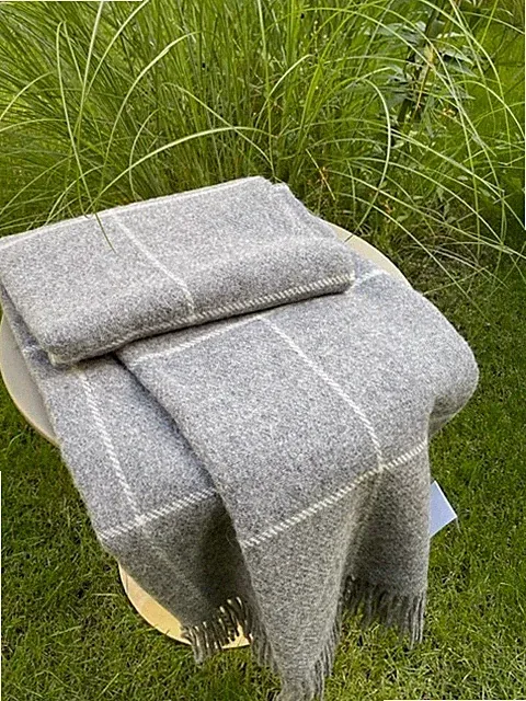 N Zealand Sheep Wool Blanket Natural Wool Throw Plaid 55x79In Eco Wool Bedspread