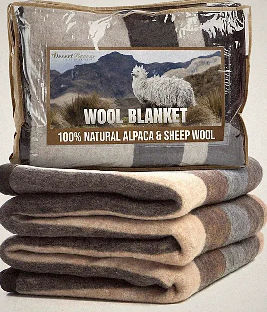Natural Alpaca & Sheep Wool Blanket – Twin Size – Heavyweight Warmth, Thick