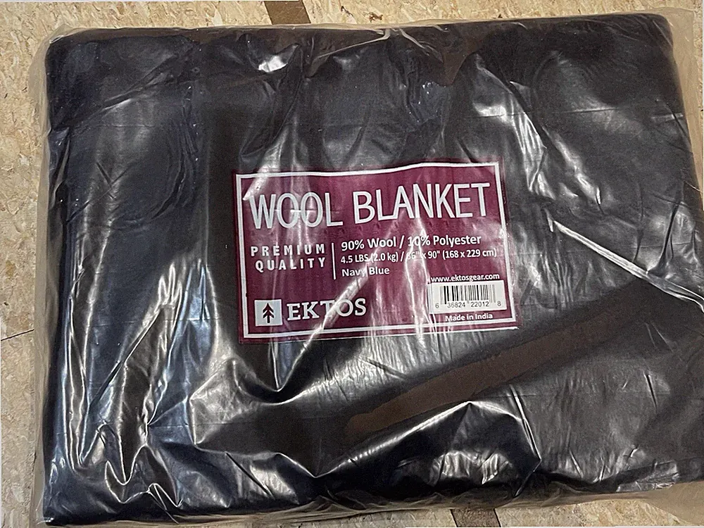 NEW Blue Wool Blanket Full / Queen 66”x90” 4.5lbs Camping Warm Survival 90% Wool