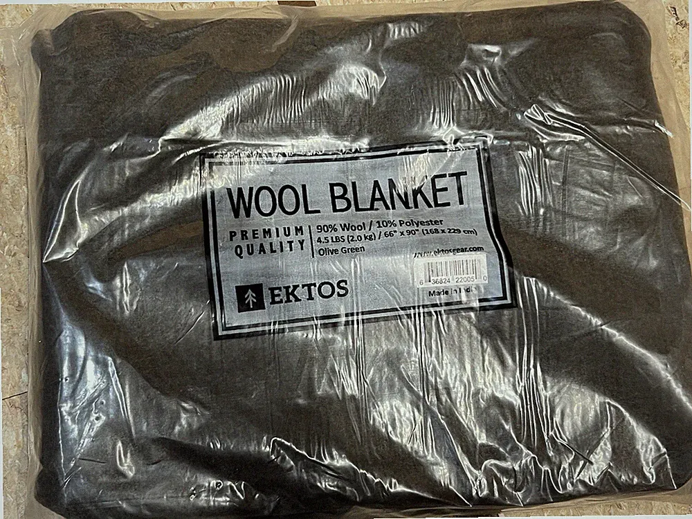 NEW Drk Green Wool Blanket Full / Queen 66”x90” 4.5lbs Camping Warm Virgin Wool