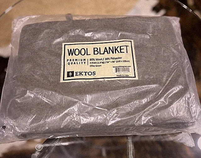 NEW Drk Green Wool Blanket Full / Queen 66”x90” 4.5lbs Camping Warm Wool