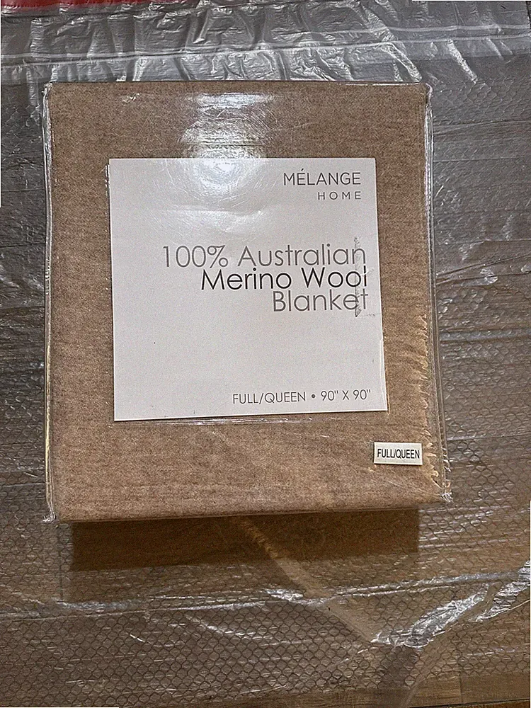 New Melange Home 100% Australia Merino Wool Full Queen Blanket