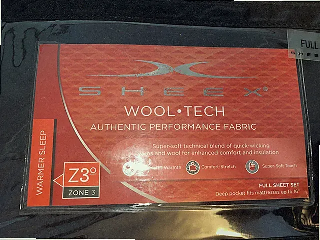 NEW Sheex Wool Tech Sheet Set FULL Black