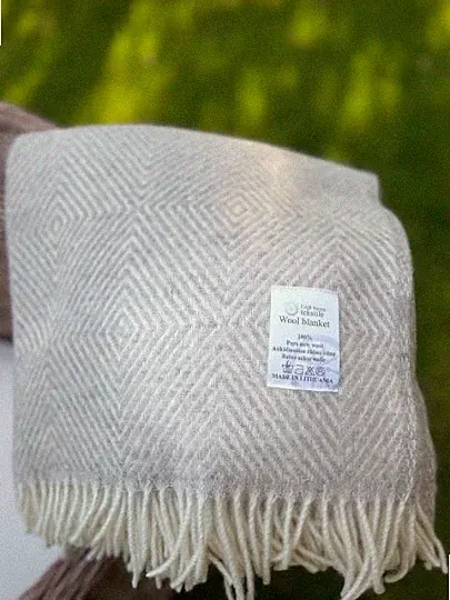 Pure Wool Blanket Bedspread 100% New Zealand Sheep Wool Plaid Sofa Throw Organic