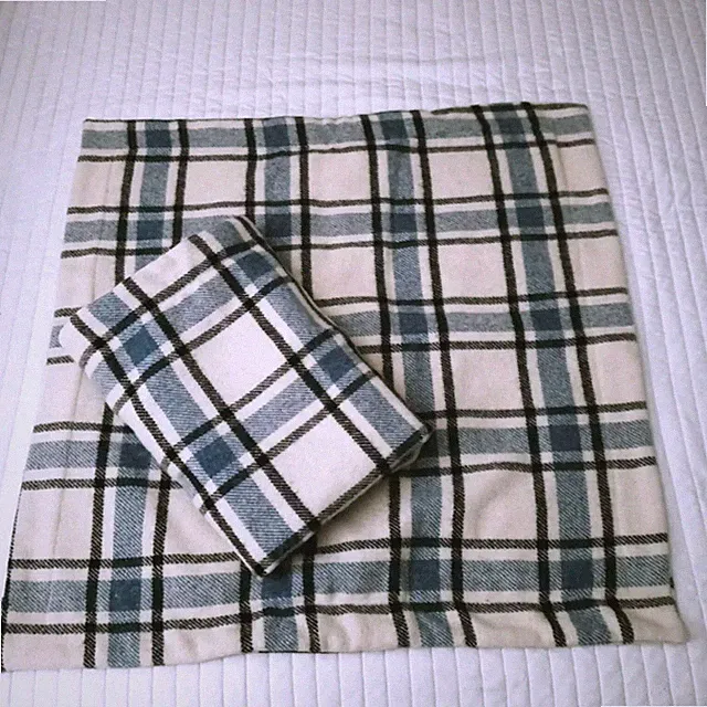 Ralph Lauren Wool Plaid Euro Square Pillow Sham Set Of 2 Blue Cream Black 26X26