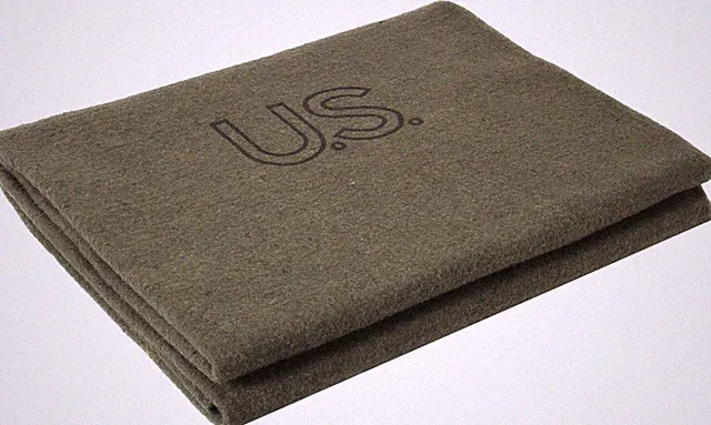 US Wool Blanket Olive Drab Genuine GI Army Thick Bed Cover USA Made 62" x 82"