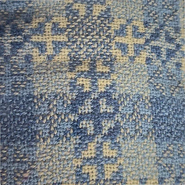 Vintage Brahms Mount Queen Blue Cream Wool Coverlet Made in Maine USA Galaxy