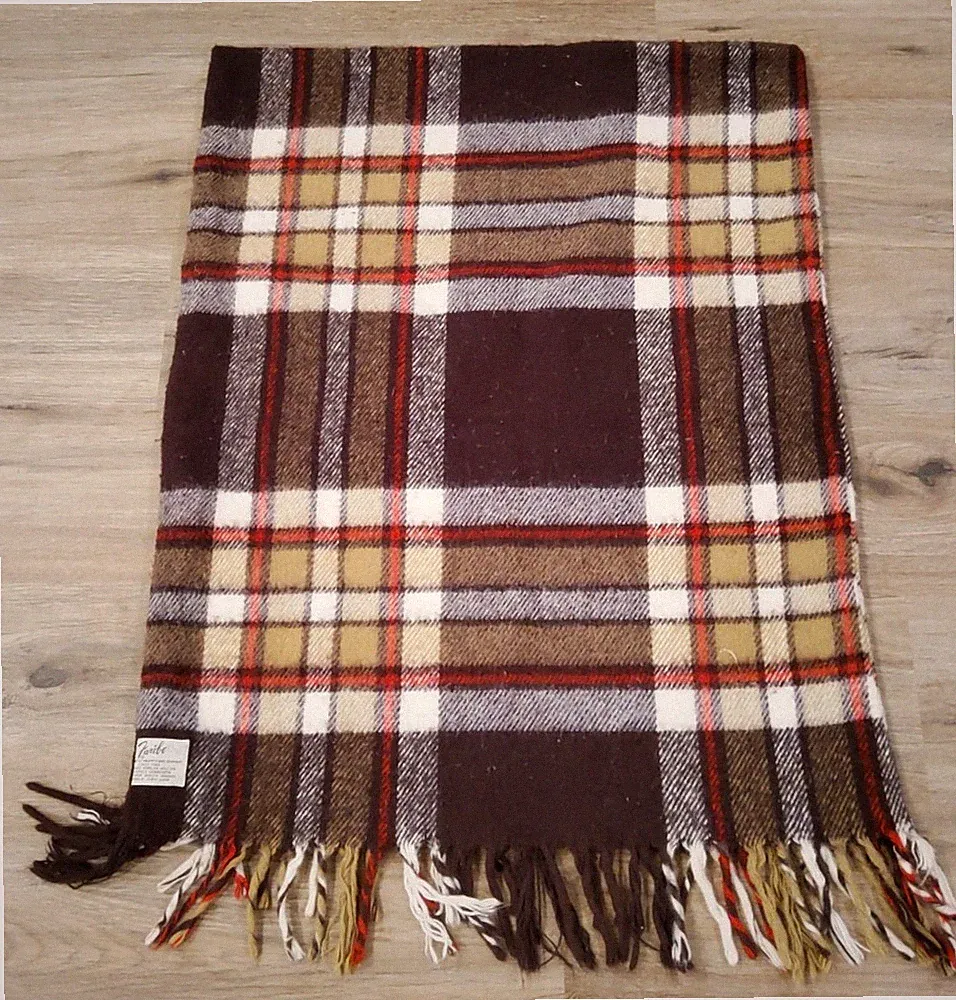 Vintage Faribo Minnesota Wool Fringe 1 Pillowcase Brown Tan Cream 21x28 Bedding