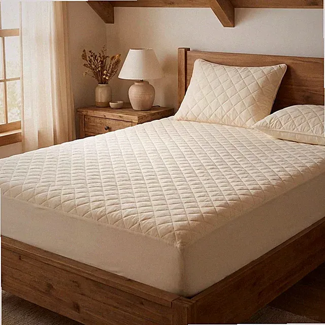 Waterproof Mattress Protector with Washable Wool Filling, Natural Cotton Top,...
