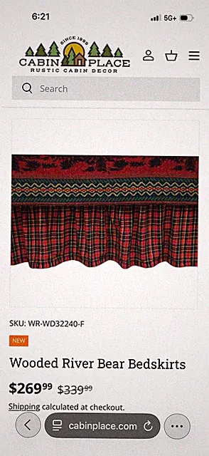 Wooded River Bear Plaid Bedskirt Full Size Wool Blend