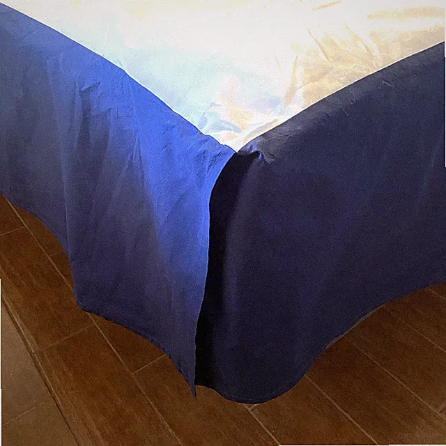Woolrich Home - Dark Blue Cotton Poplin - Queen Bed Skirt Dust Ruffle 15" Drop