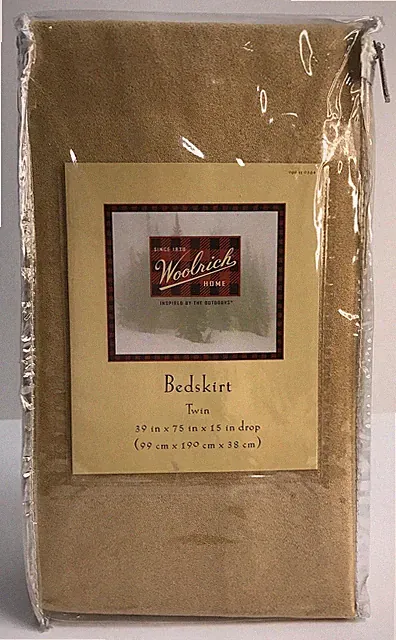 Woolrich Home Twin Bedskirt 39”x75”x15” In Drop Tan Brown NEW